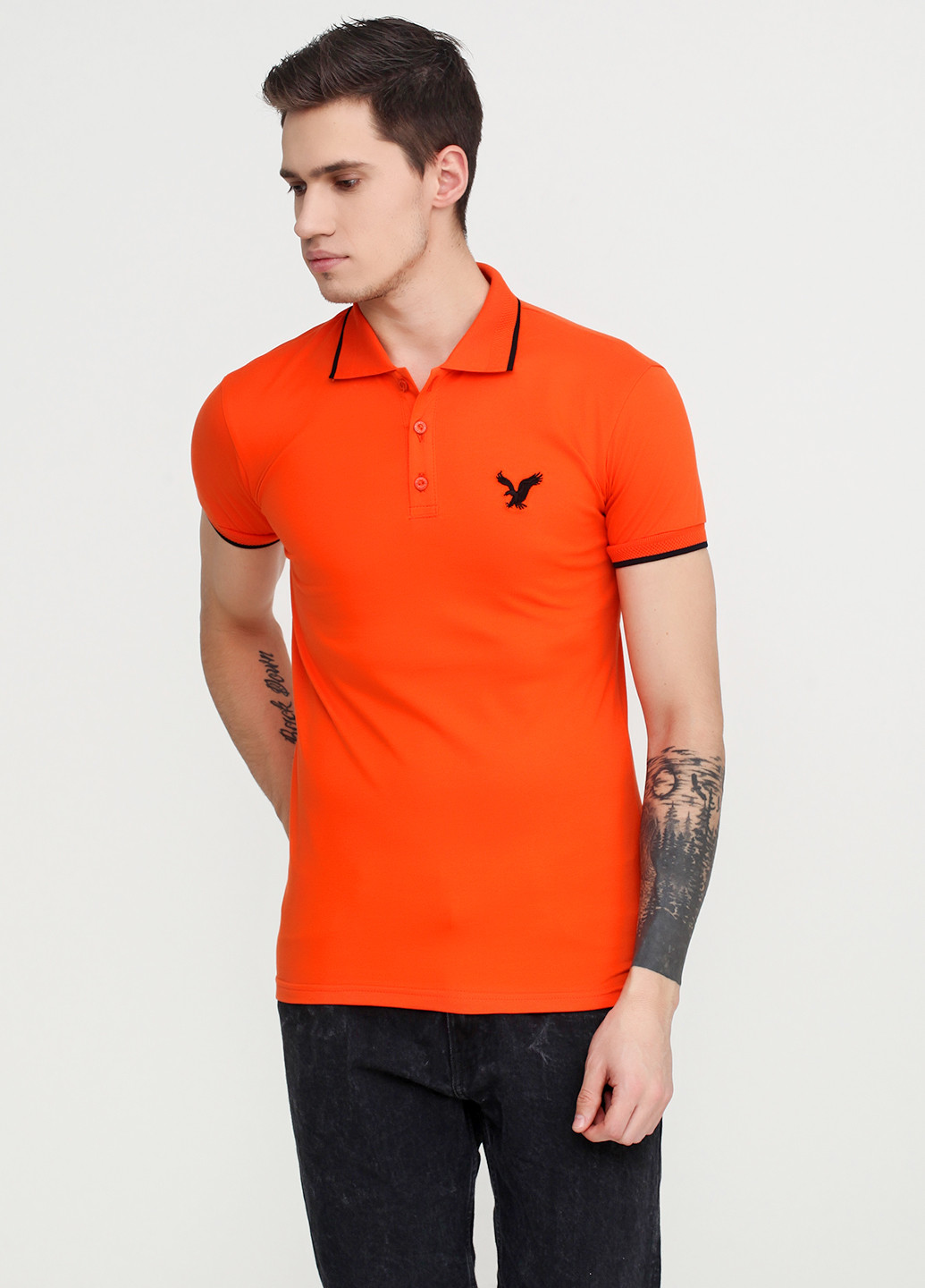 Оранжевая футболка-поло для мужчин EL & KEN с логотипом