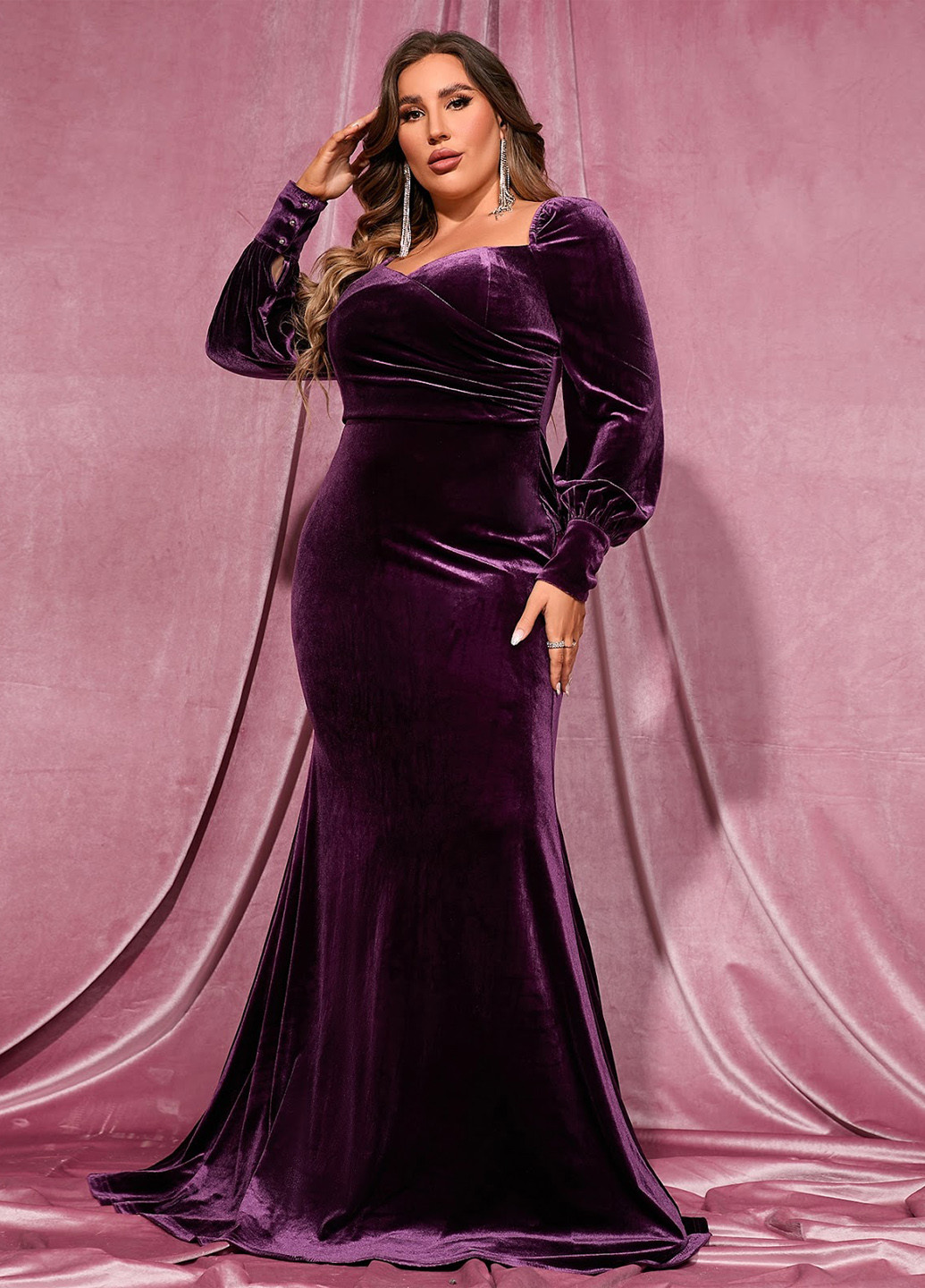 Фіолетова вечірня сукня годе SHEIN однотонна