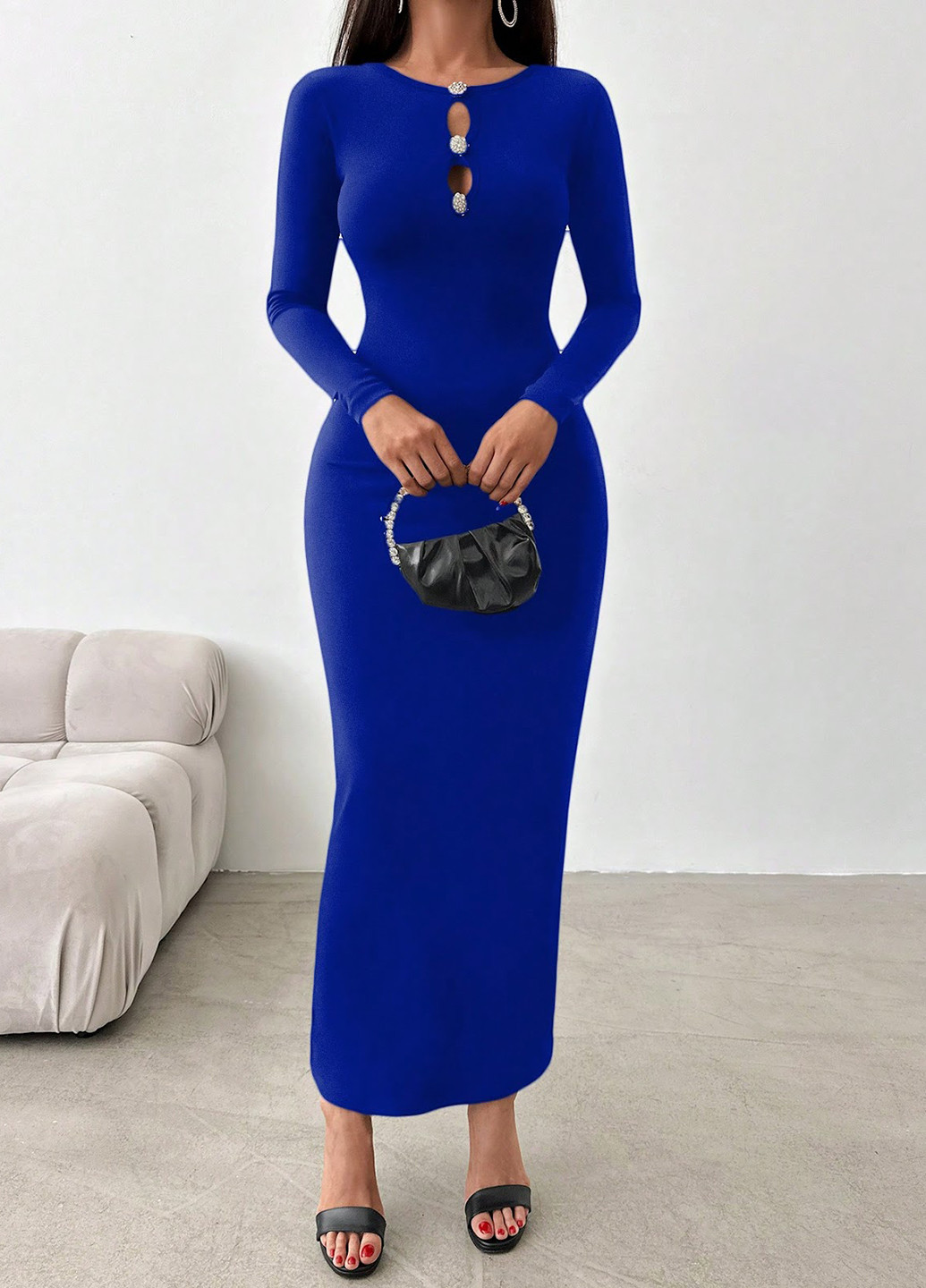 Синее кэжуал платье SHEIN однотонное