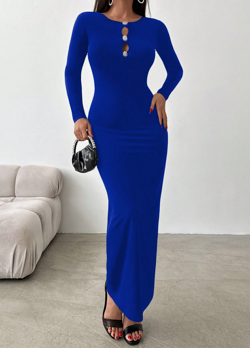 Синее кэжуал платье SHEIN однотонное