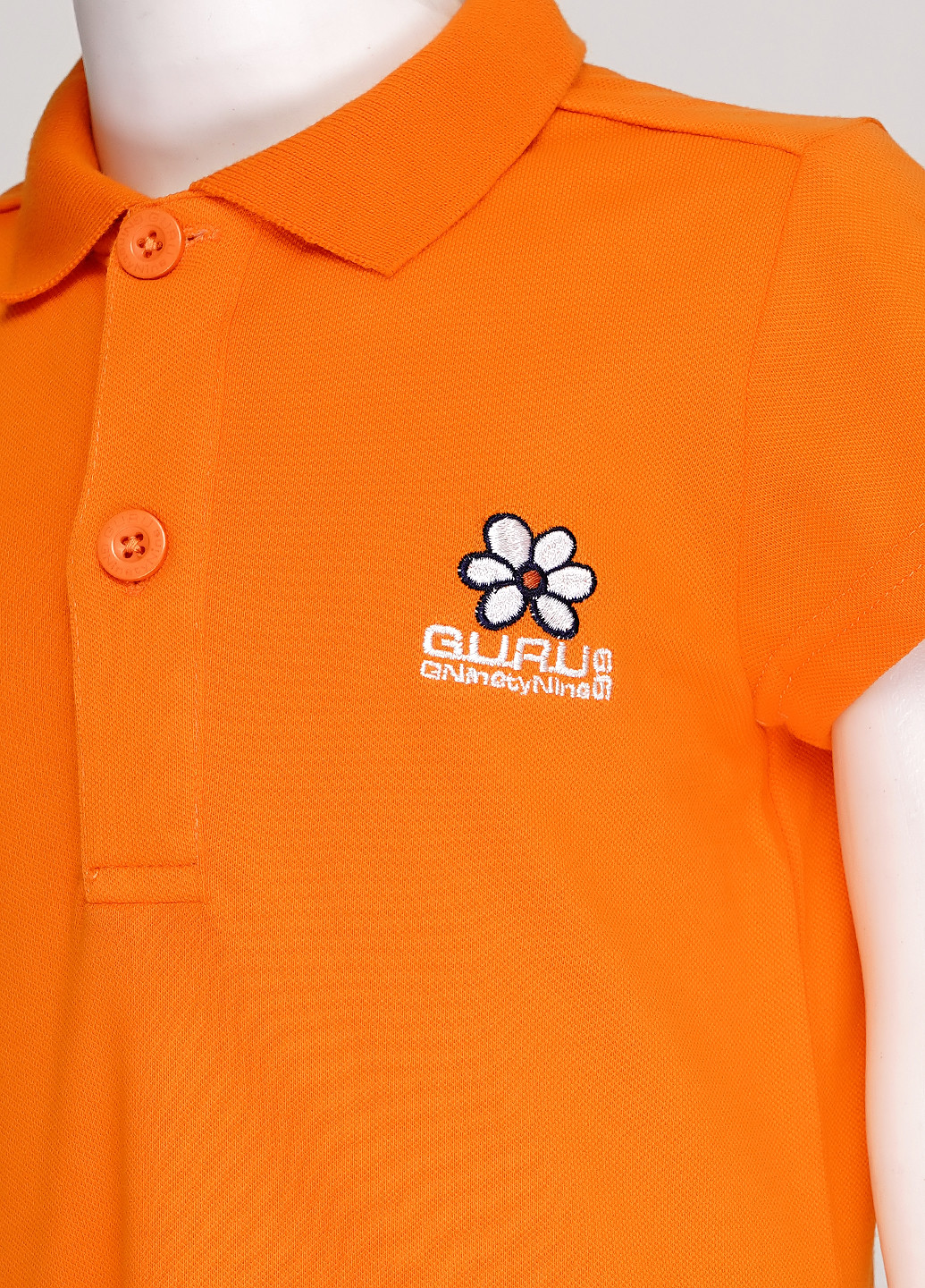 Оранжевая детская футболка-поло для девочки Guru с надписью