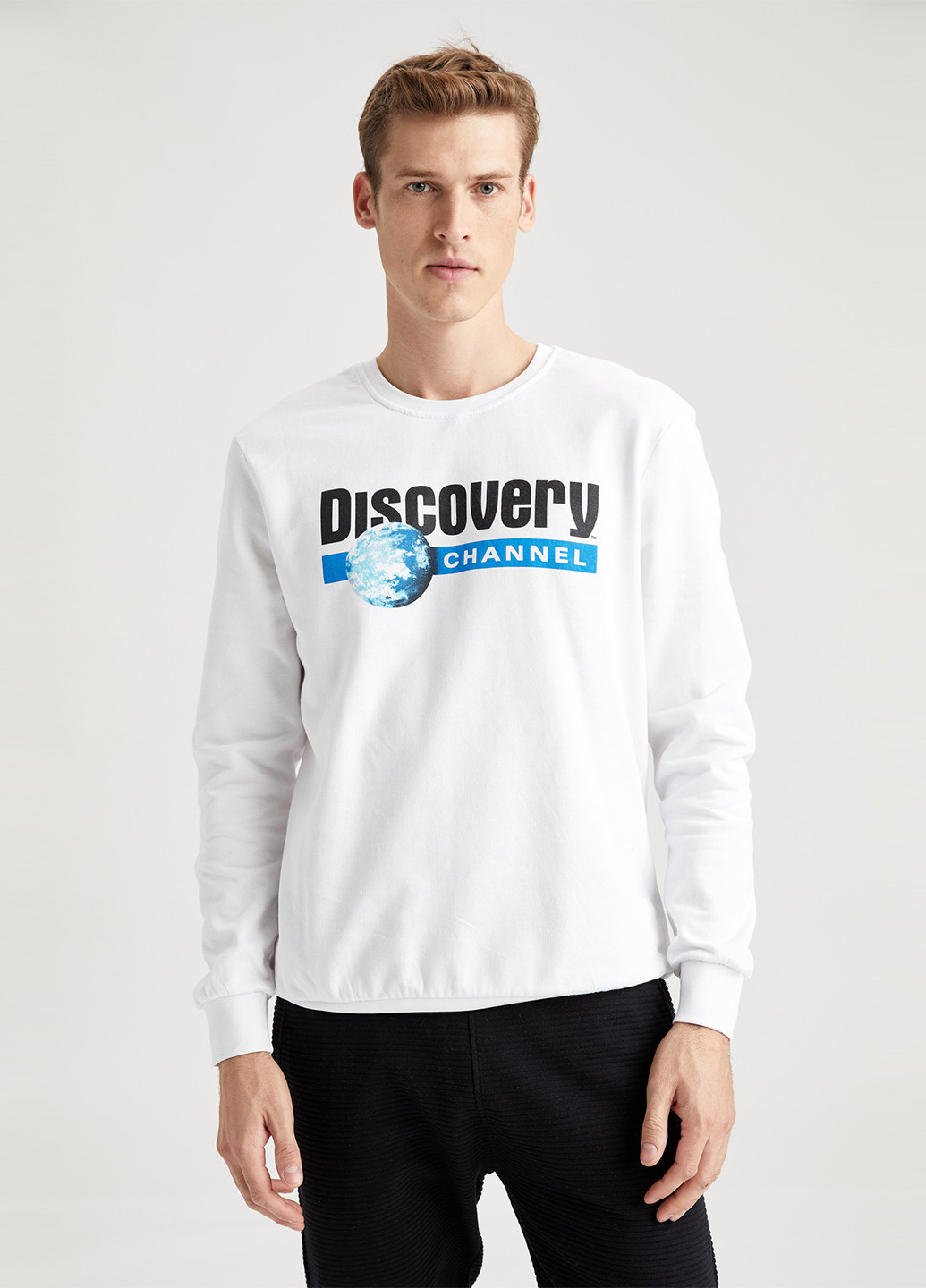 Discovery Channel DeFacto - Прямой крой белый кэжуал хлопок, трикотаж - (207899817)