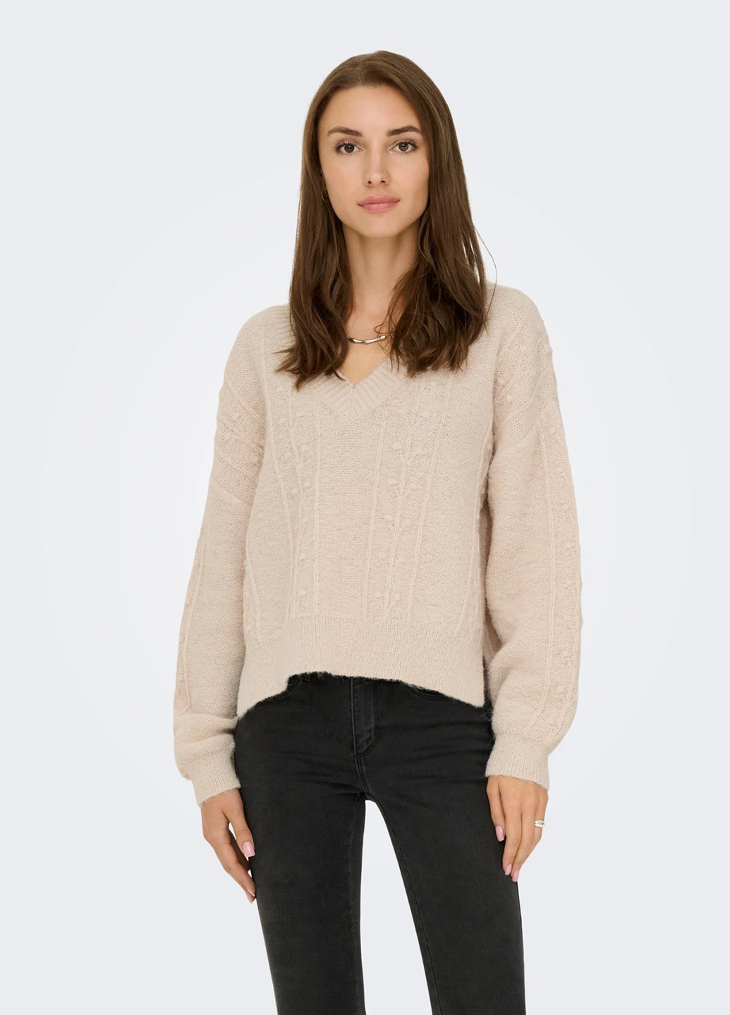 Светло-бежевый демисезонный свитер пуловер Only