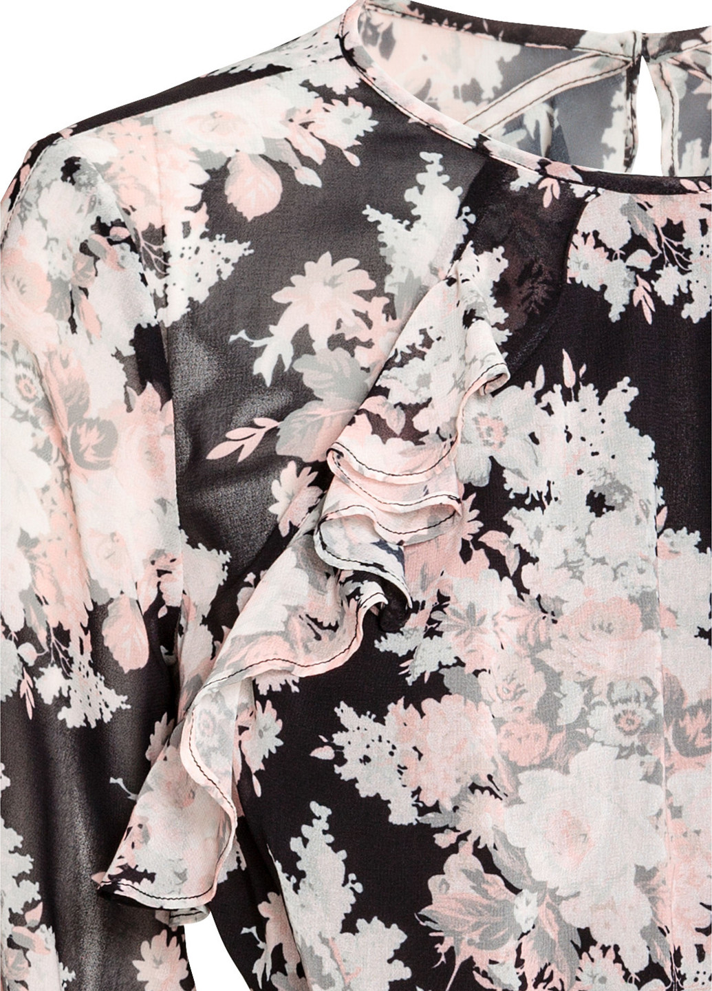 Комбинированное кэжуал платье с открытой спиной H&M с цветочным принтом