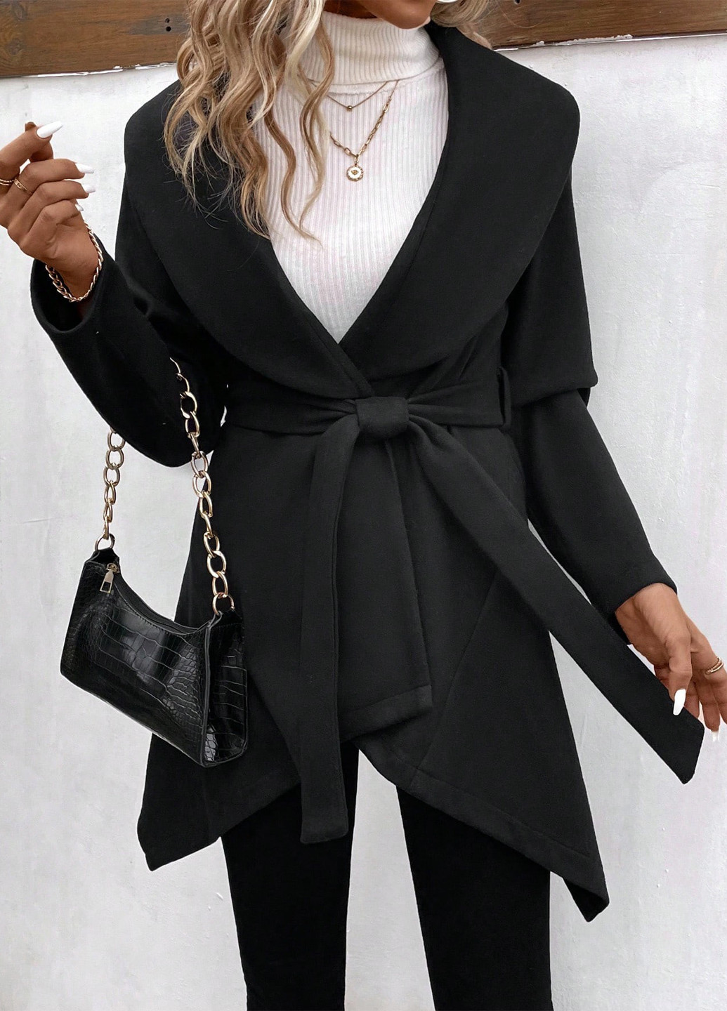 Чорне демісезонне Пальто SHEIN