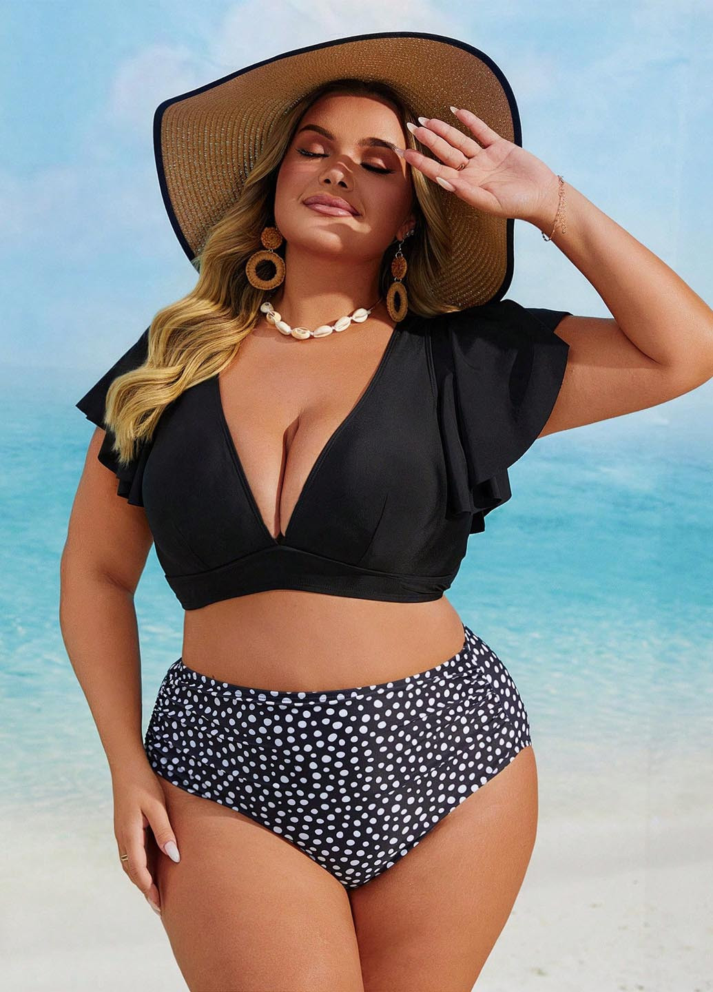 Комбінований літній купальник (ліф, трусики) топ, роздільний SHEIN