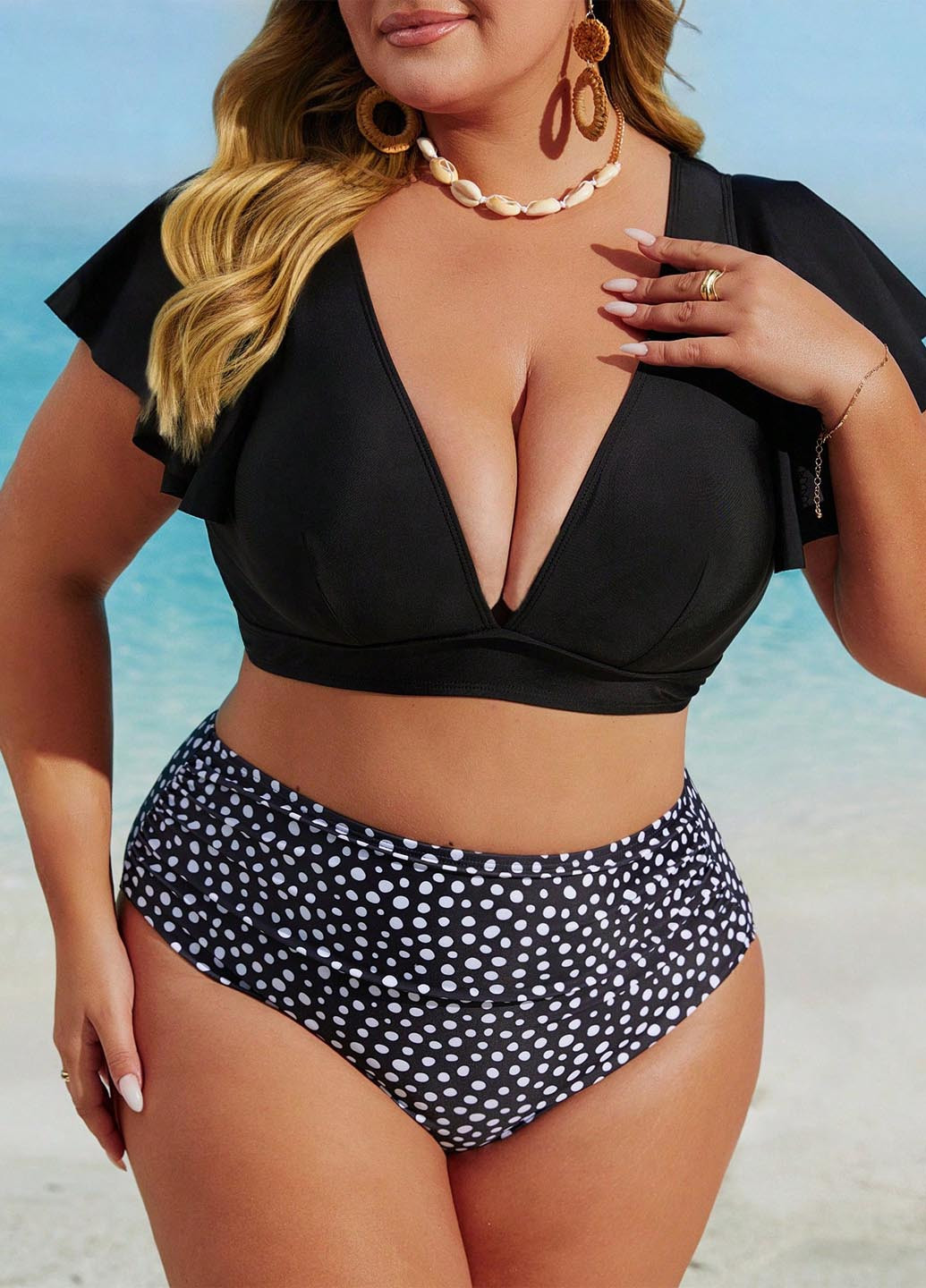 Комбінований літній купальник (ліф, трусики) топ, роздільний SHEIN