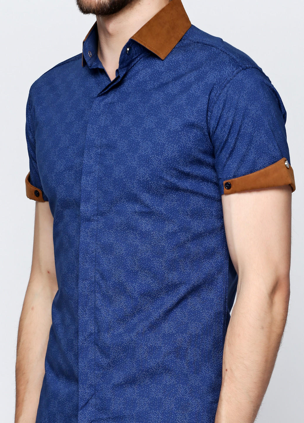 Темно-синяя кэжуал рубашка с геометрическим узором Rubaska