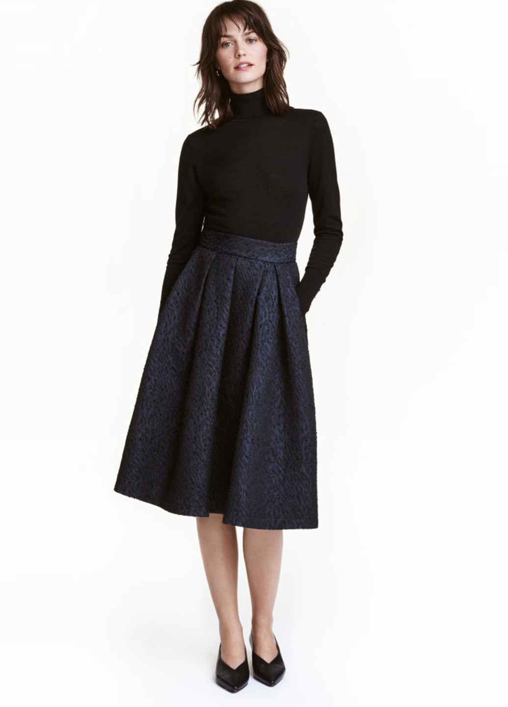 Темно-синяя кэжуал фактурная юбка H&M