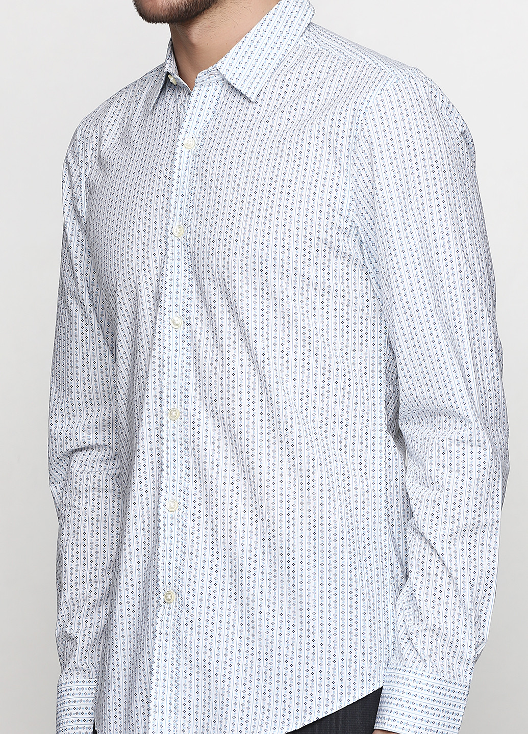 Белая кэжуал рубашка с геометрическим узором United Colors of Benetton с длинным рукавом