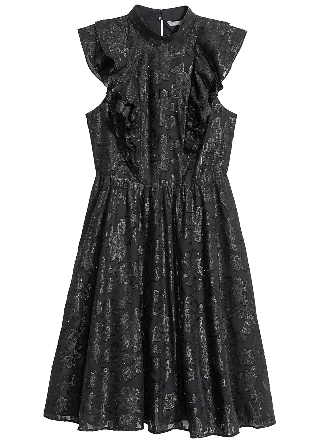 Черное коктейльное платье клеш H&M с рисунком