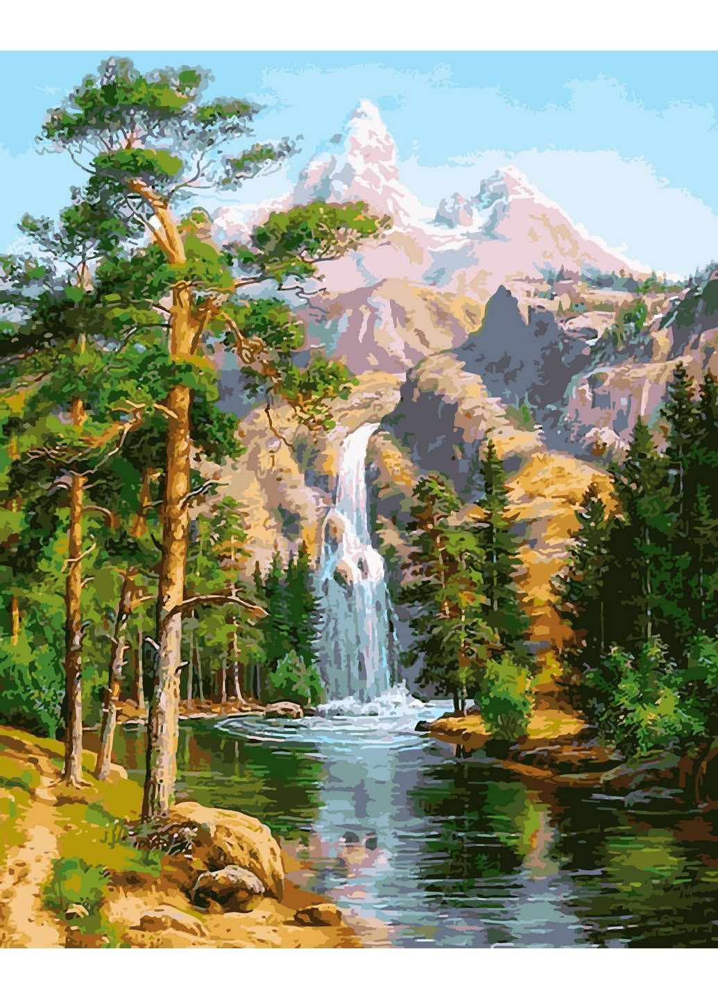 Картина по номерам "Водопад в сосновом лесу", 40*50 см Babylon комбинированные
