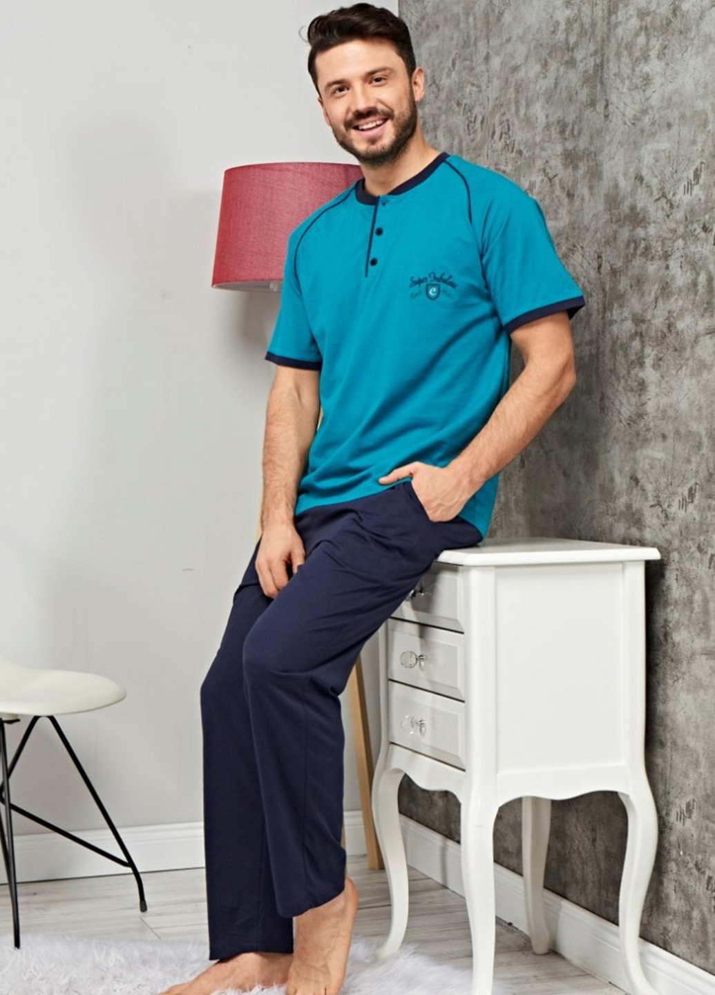 Бірюзовий демісезонний комплект (футболка, штани) Celebi