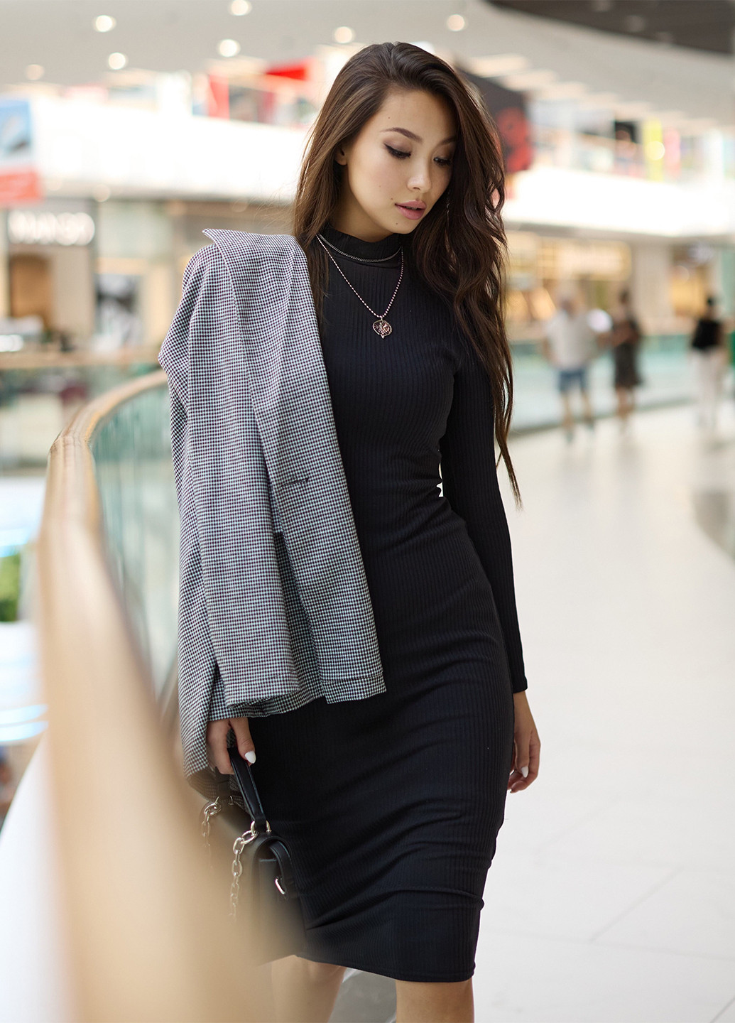 Черное кэжуал платье платье-водолазка ST-Seventeen однотонное