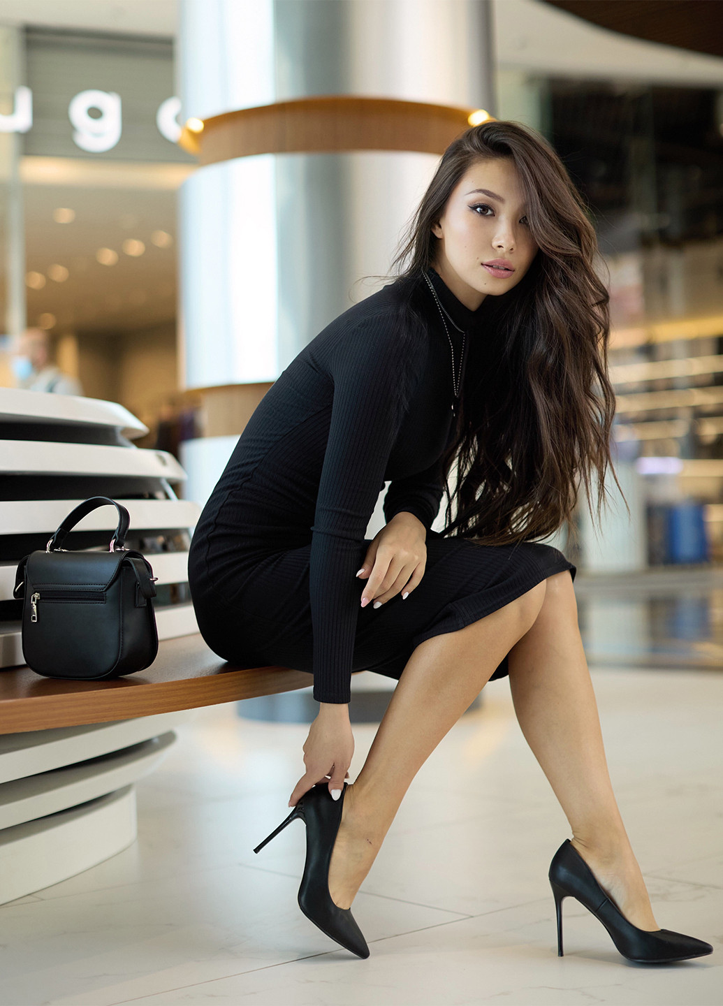 Черное кэжуал платье платье-водолазка ST-Seventeen однотонное