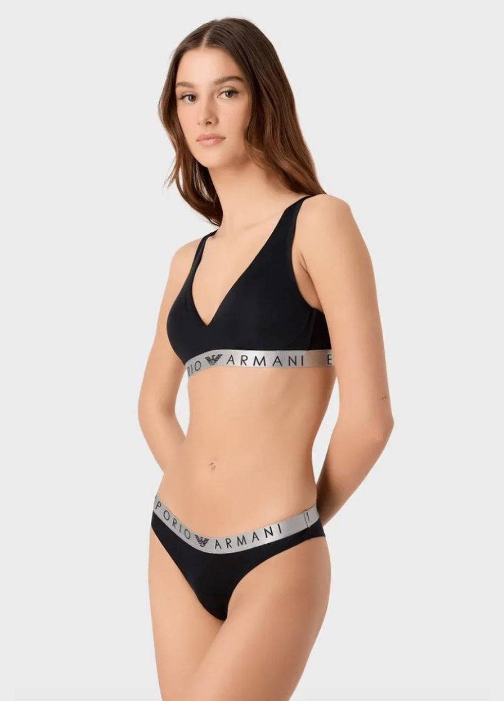 Чорний бралетт бюстгальтер Emporio Armani без кісточок поліамід, трикотаж