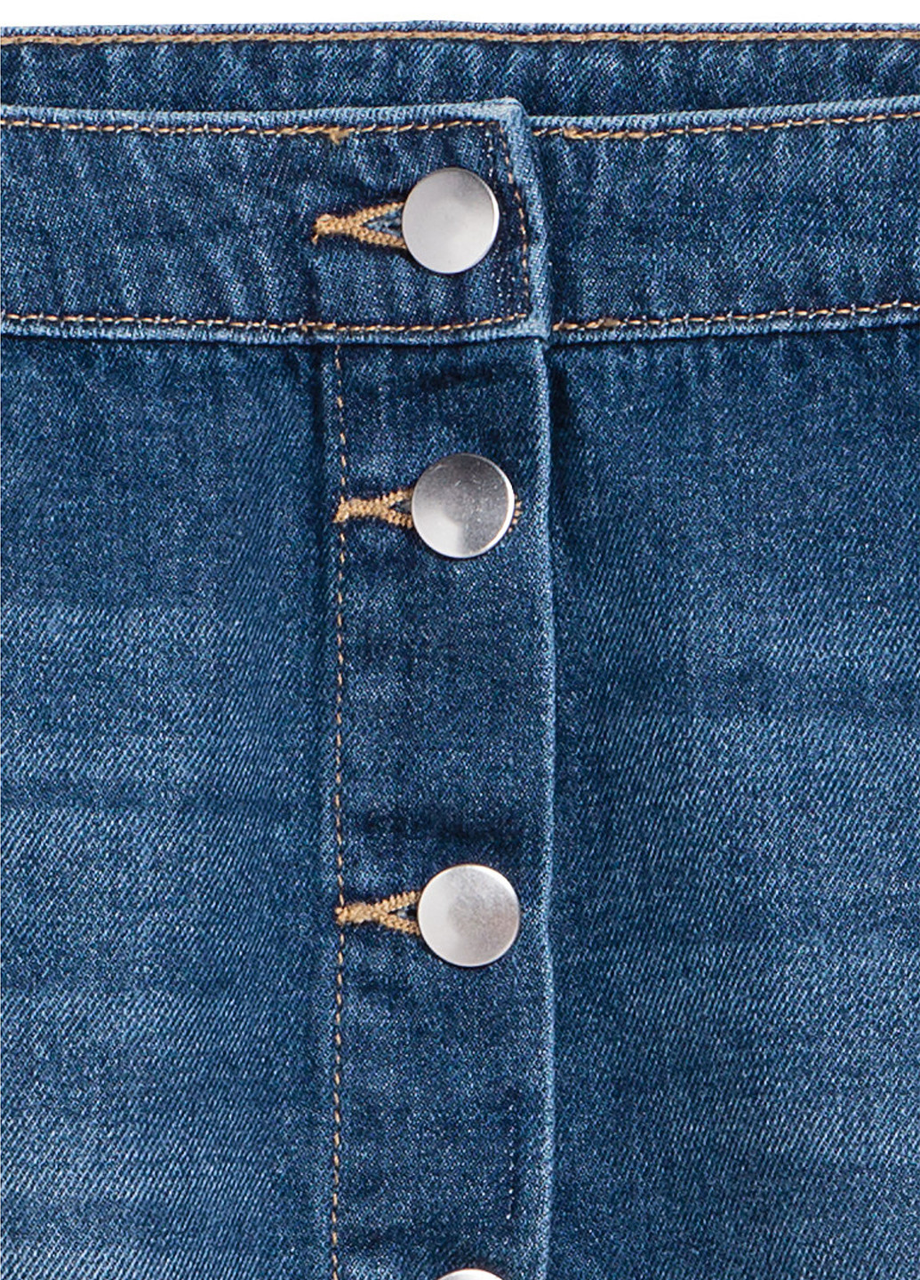 Синяя джинсовая однотонная юбка H&M а-силуэта (трапеция), а-силуэта (трапеция)