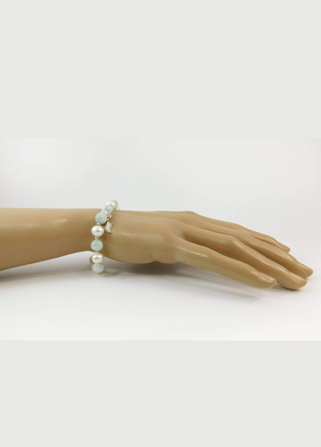 Эксклюзивный браслет "Любисток" Ангелит, Жемчуг, 17 размер, серебро Fursa fashion браслет (253855850)