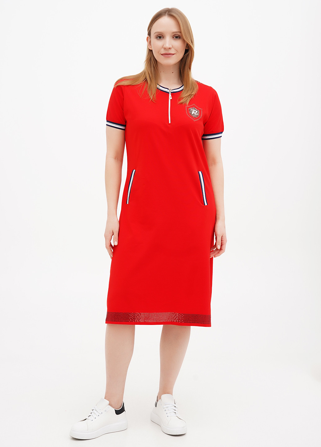 Красное кэжуал платье RUKIM однотонное