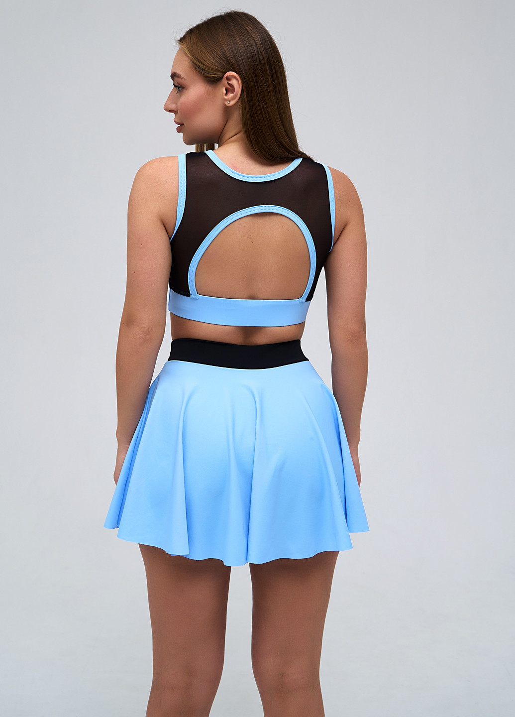 Голубой демисезонный комплект (топ, шорты, юбка) NOVA VEGA