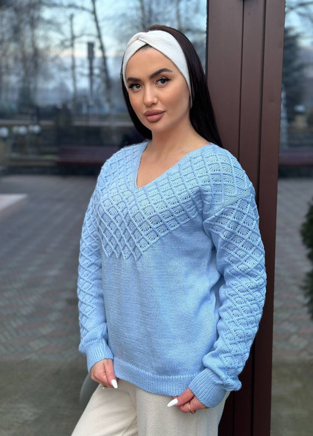 Блакитний демісезонний пуловер пуловер No Brand