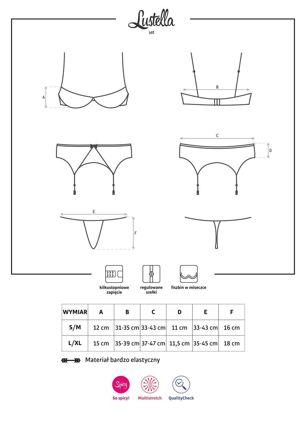 Чорний демісезонний комплект (бюстгальтер, труси) Obsessive