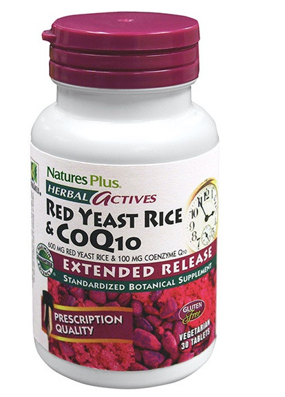 Красный Дрожжевой Рис + Коэнзим Q10, Herbal Actives,, 30 гелевых капсул Natures Plus (228291840)