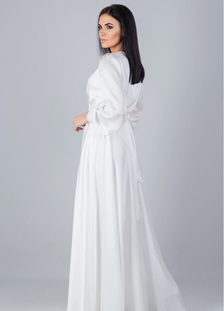 Білий вечірня плаття з спідницею-сонце, а-силует FashionYouWant однотонна