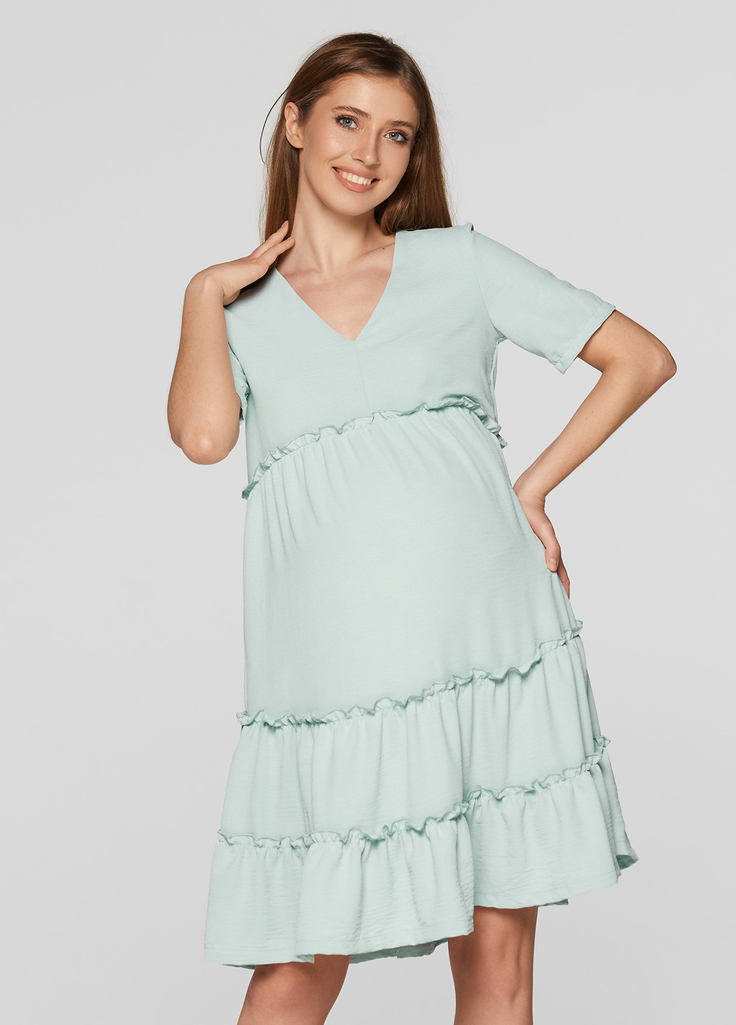 Мятное кэжуал платье для беременных оверсайз Lullababe однотонное