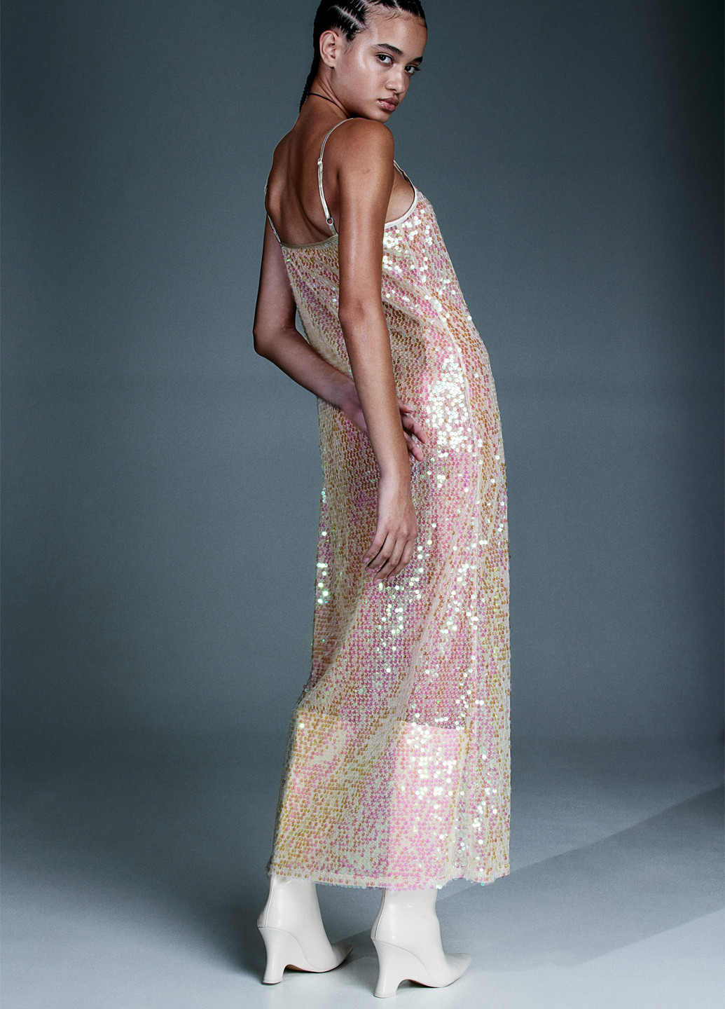 Світло-рожева вечірня сукня сукня-комбінація H&M однотонна