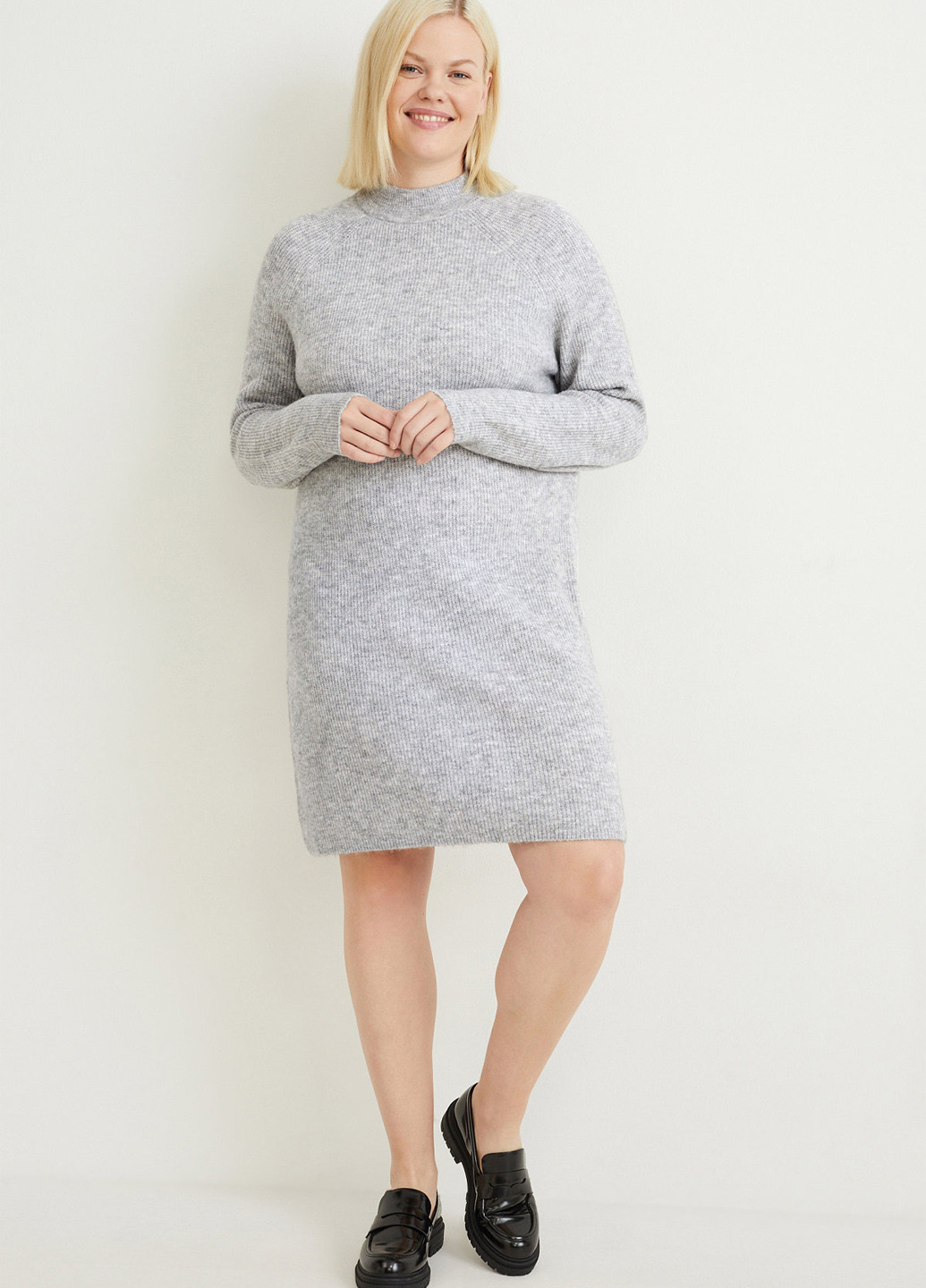 Світло-сіра кежуал сукня сукня светр C&A меланжева