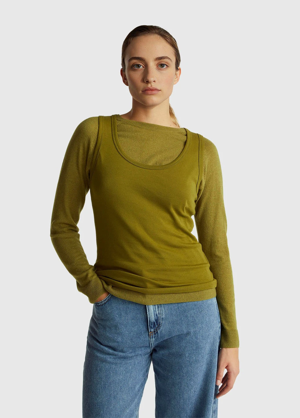 Фисташковый демисезонный джемпер джемпер United Colors of Benetton