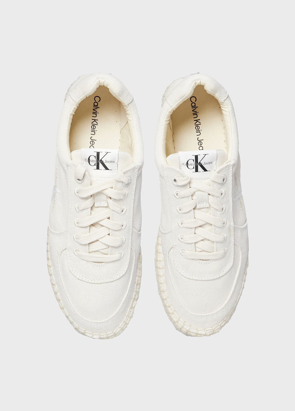 Молочні еспадрільі Calvin Klein Jeans однотонний логотип, джут (328213864)