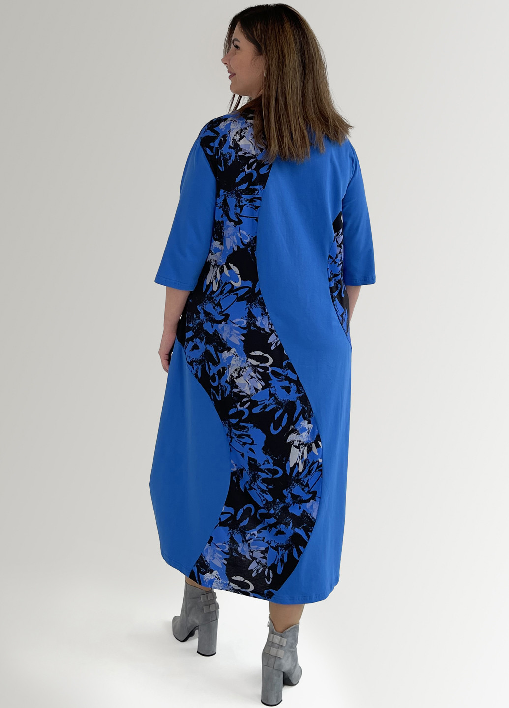 Синя кежуал сукня а-силует Hookk Design з малюнком