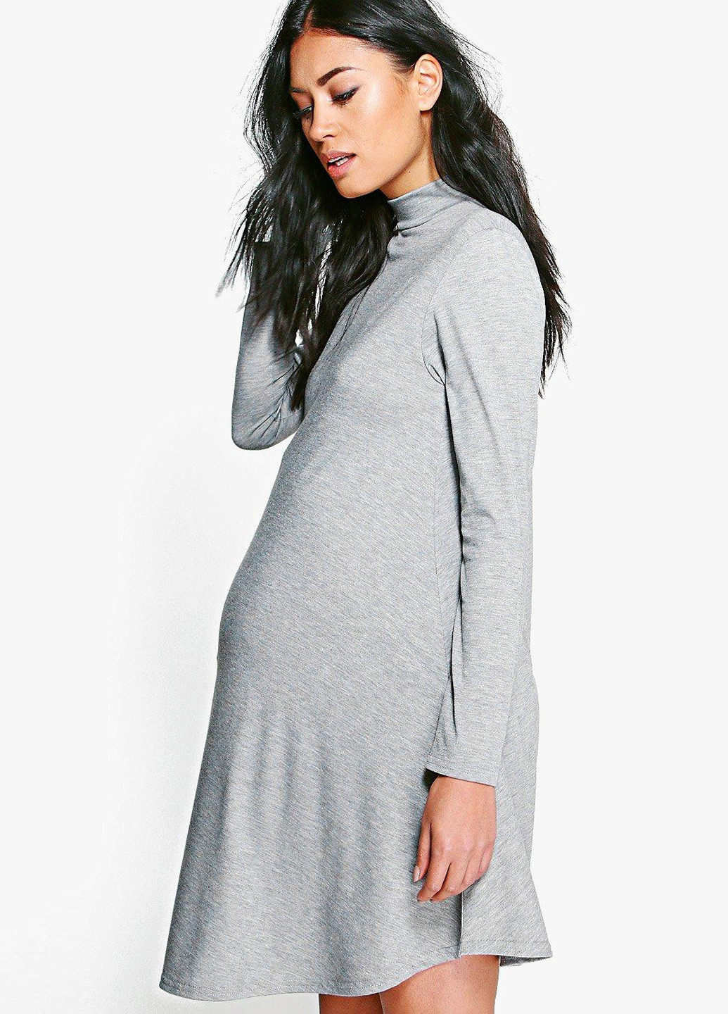 Сіра кежуал плаття для вагітних сукня-водолазка Boohoo меланжева