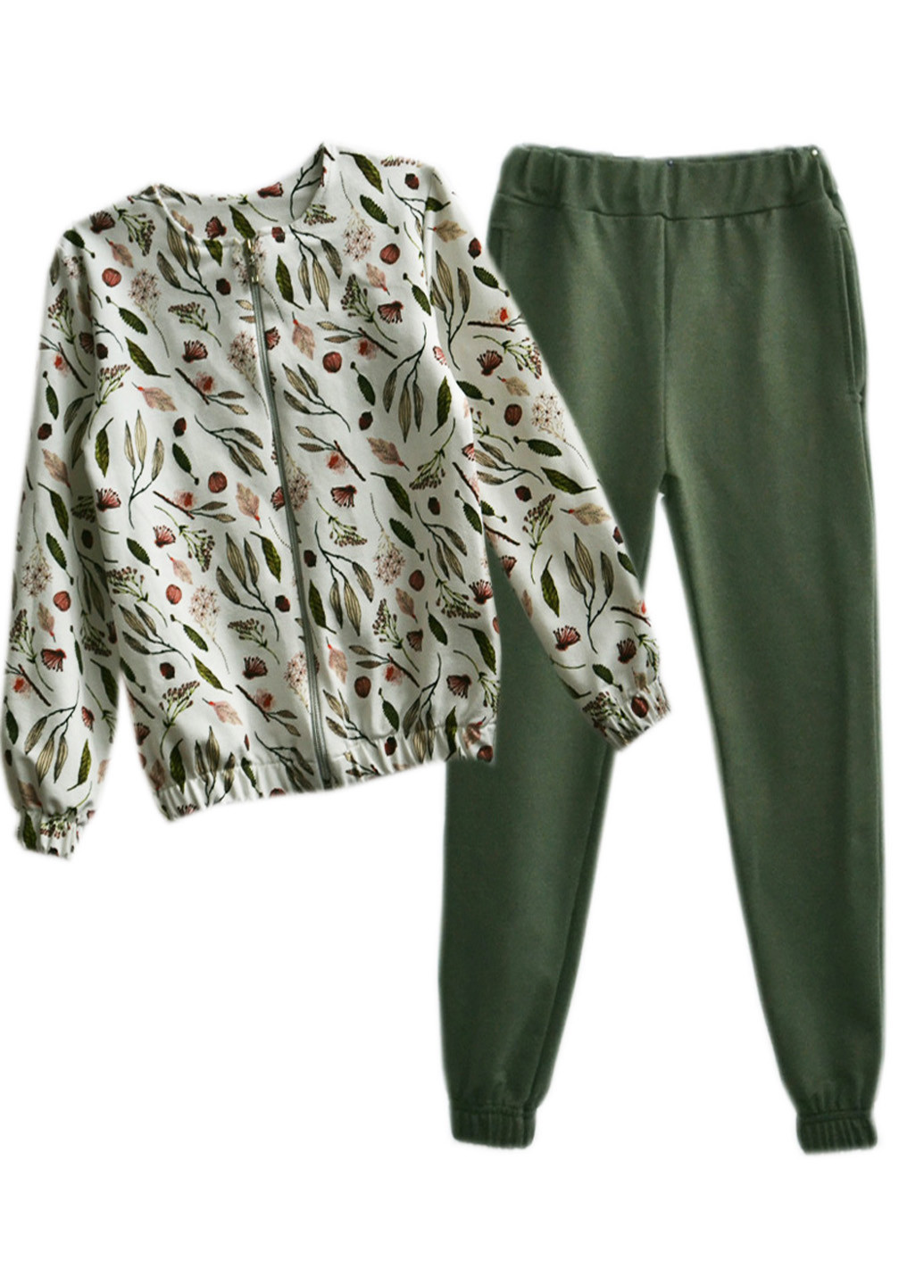 Оливковий (хакі) демісезонний костюм для дівчинки "елегантність" (штани + бомбер) Витуся