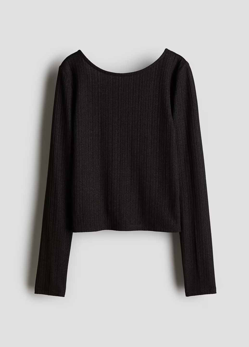 Черный демисезонный кэжуал лонгслив H&M однотонный