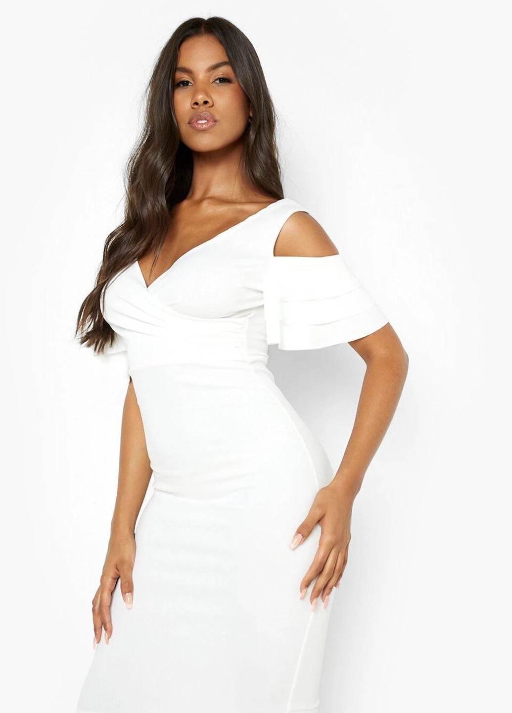 Белое кэжуал платье Boohoo однотонное