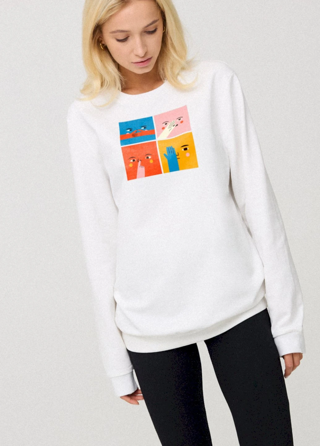 Белый світшот жіночий oversize /no flis/ YAPPI (254658558)