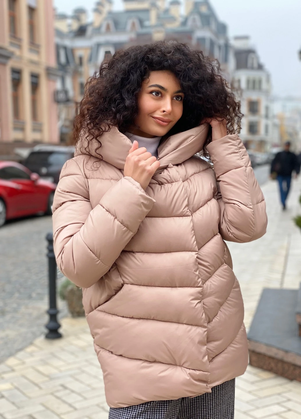 Светло-коричневый зимний Пуховик CHICLY