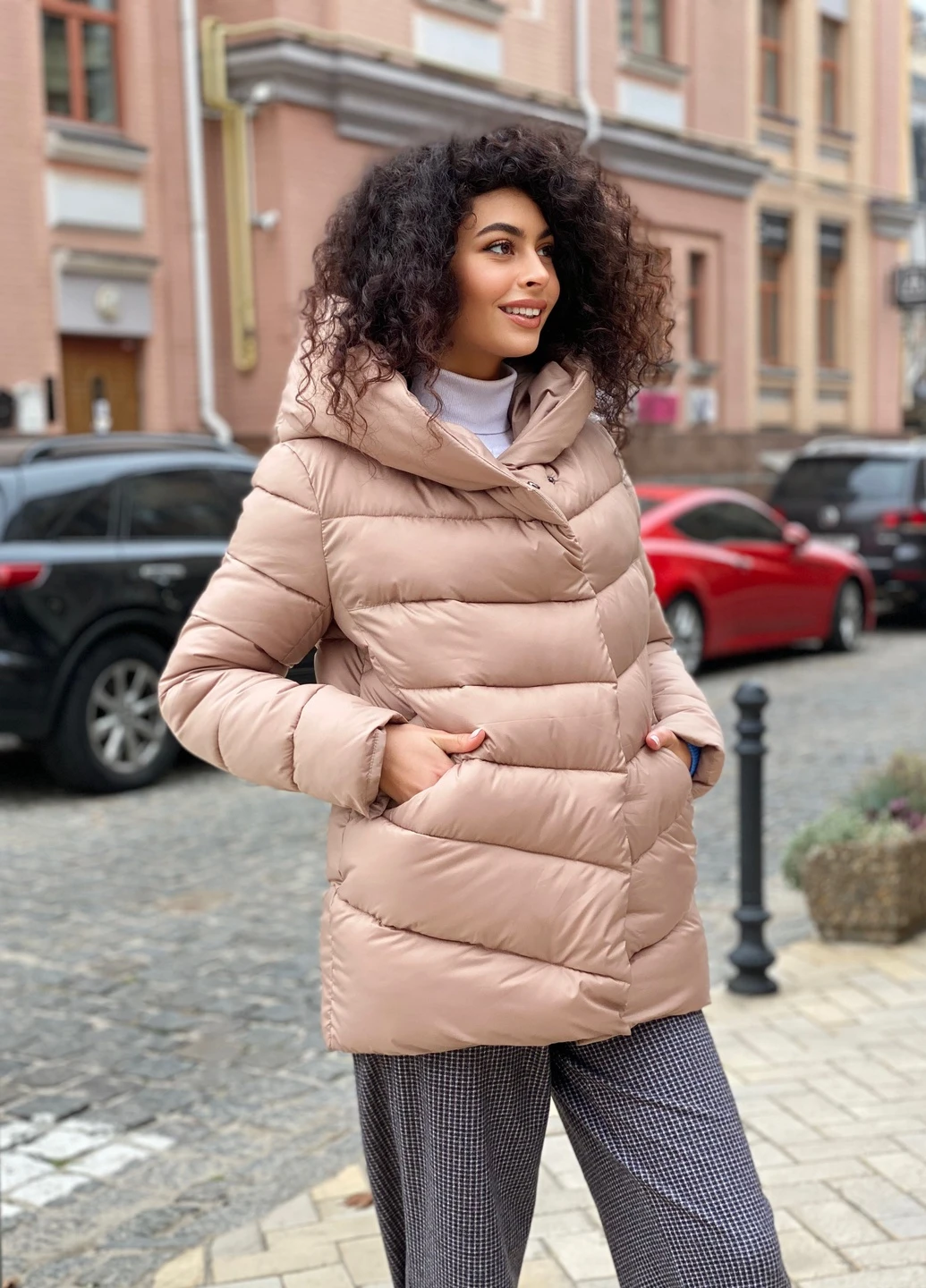 Светло-коричневый зимний Пуховик CHICLY