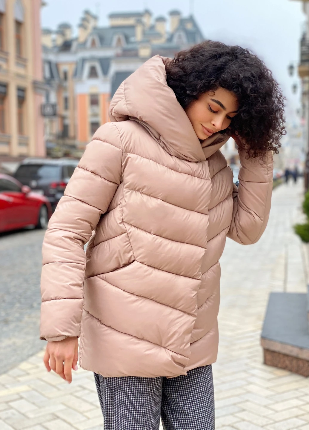 Светло-коричневый зимний Пуховик CHICLY