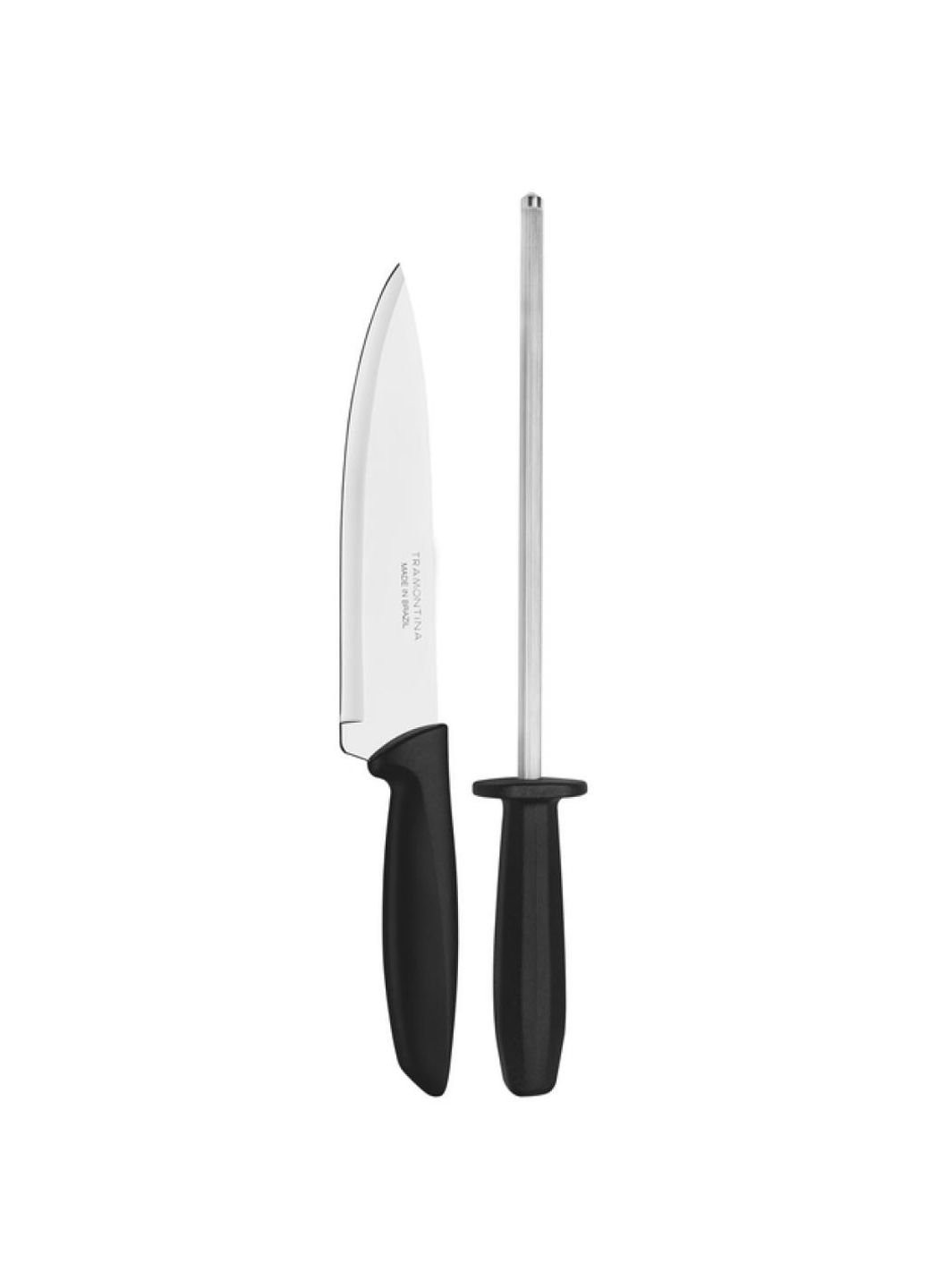 Набір ножів Plenus 2 предмети (ніж 178мм + мусат) Black (23498/011) Tramontina чорний,