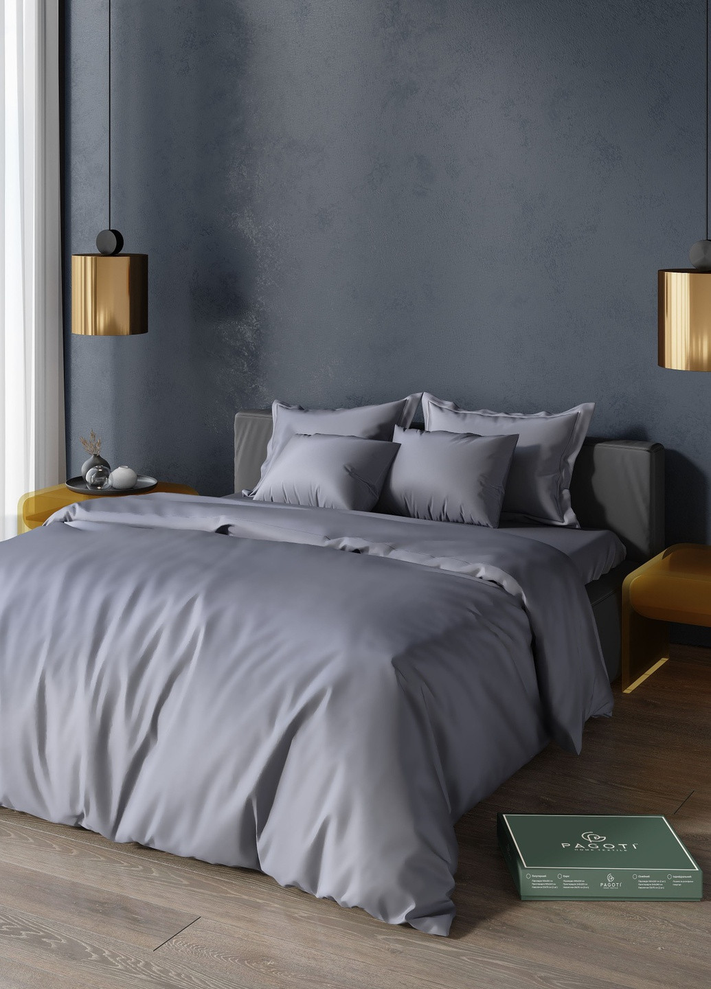 Комплект постільної білизни сатин-люкс Minimal темно-сірий (євро) PAGOTI (256519241)