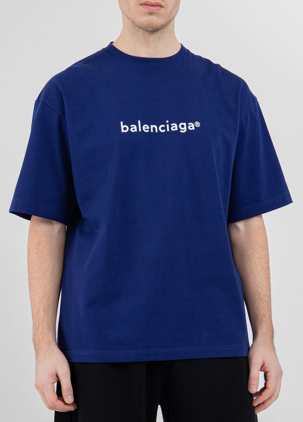 Фиолетовая белая футболка с логотипом Balenciaga