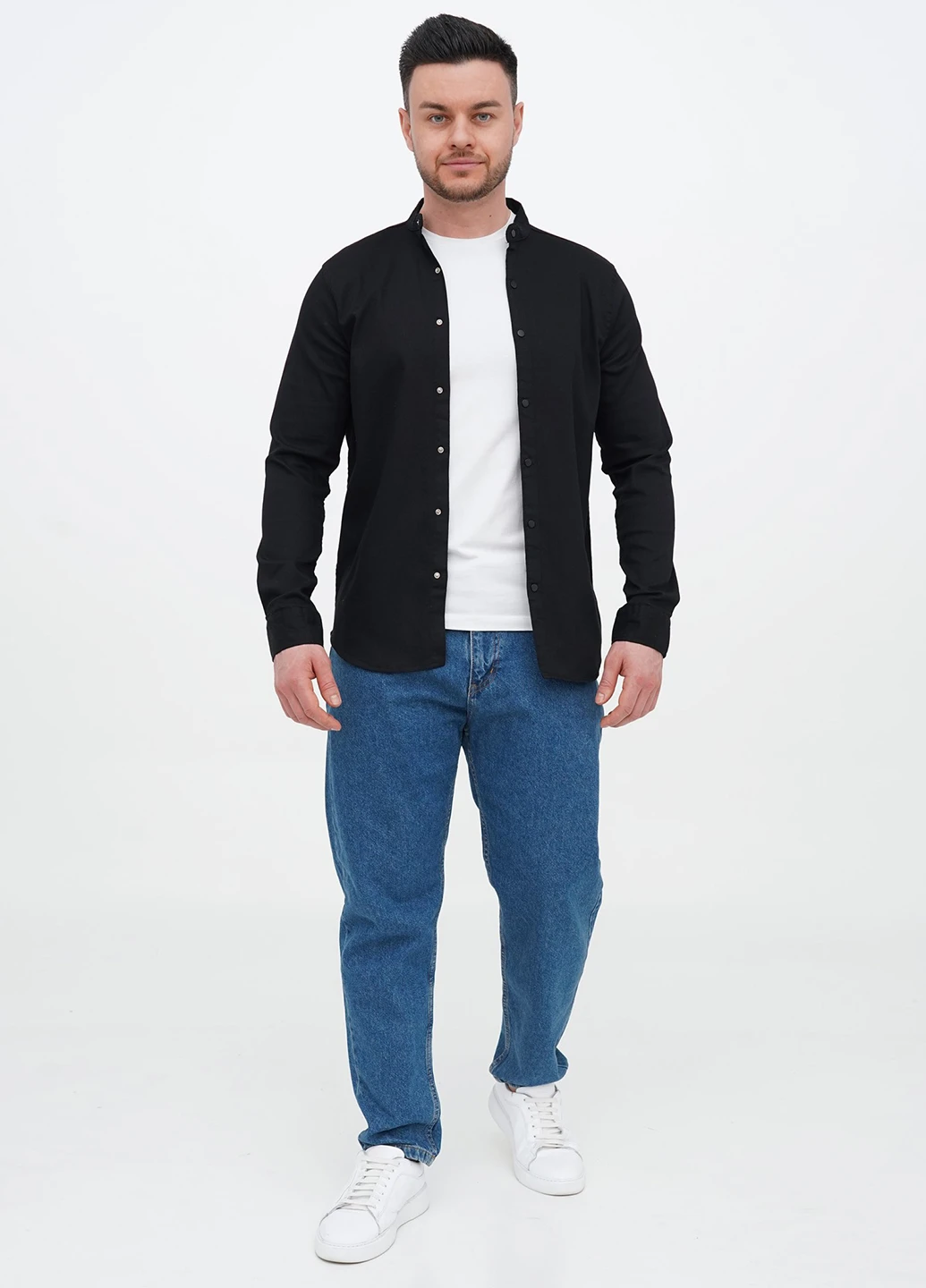 Черная кэжуал рубашка однотонная Trend Collection
