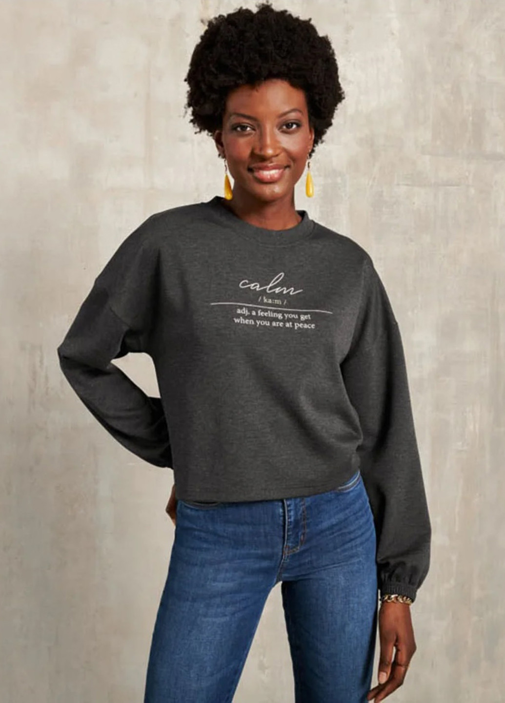 Темно-сірий світшот Esmara напис без декору (304030871)