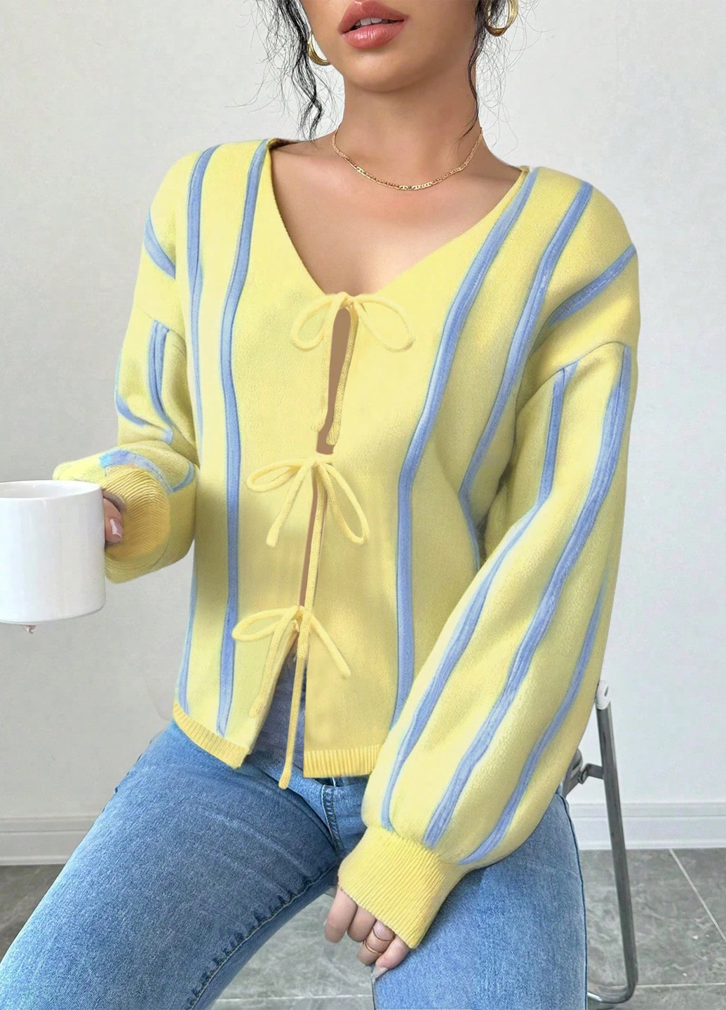 Желтый демисезонный кардиган SHEIN