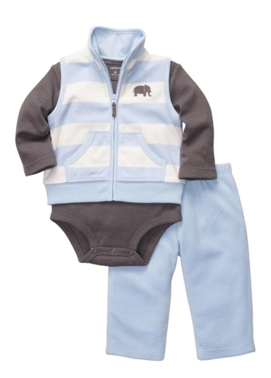 Голубой демисезонный комплект (жилет, боди, брюки) Carter's