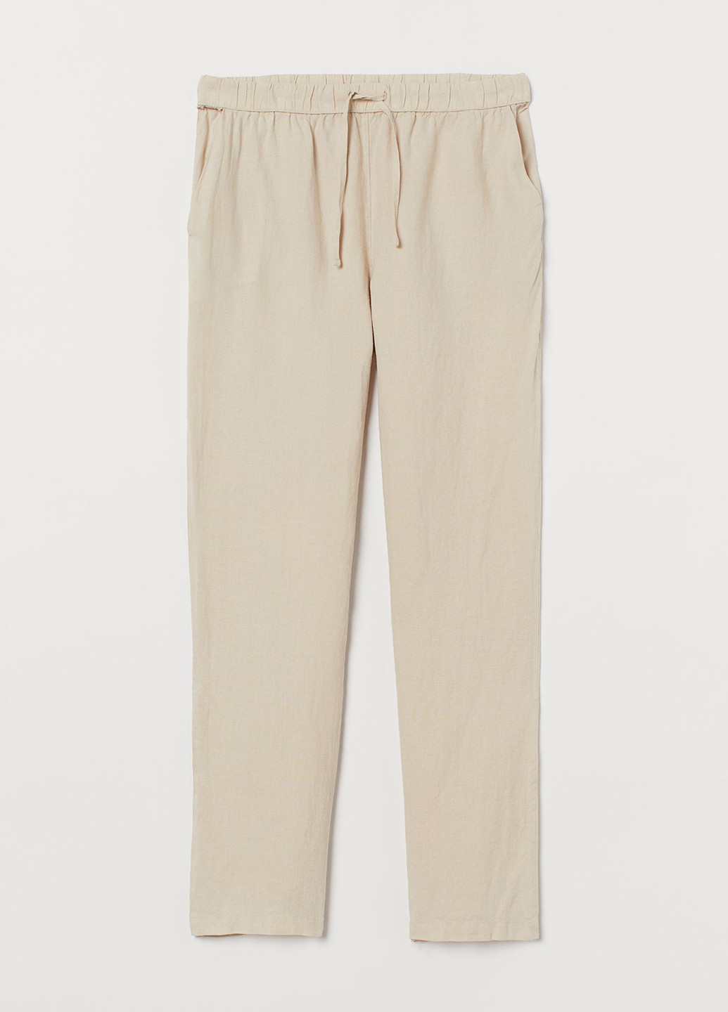 Светло-бежевые домашние демисезонные зауженные брюки H&M